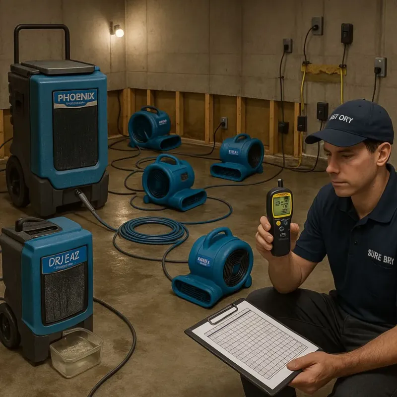 Structural Drying and Dehumidification process in Portland, CT